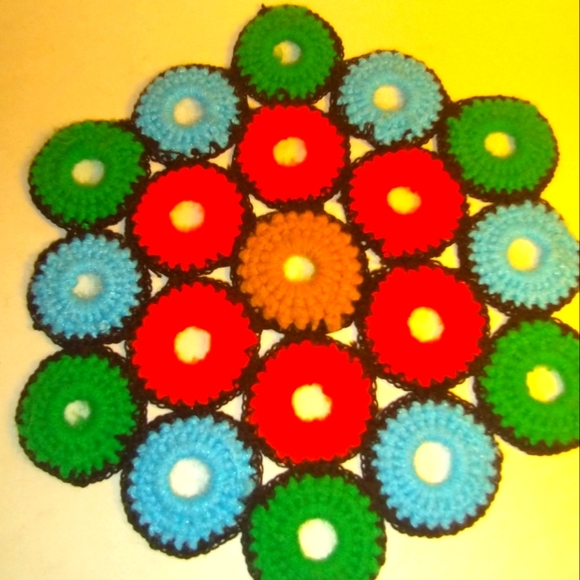 Mid Century hand done in Bl,Gr,Orange and Blk. So fantastic. Hard to find. - Picture 1 of 4